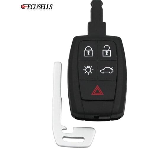 4+1/5 Button Remote Car Key Shell Case Fob Smart Key Housing Cover with Uncut Blade for Volvo C30 C70 V50 S40