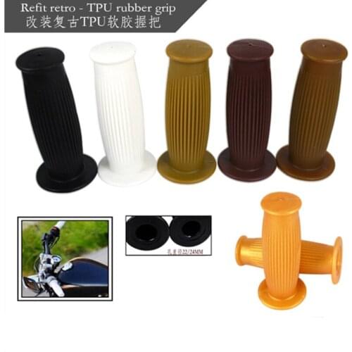 7/8" 22mm Handle Bar Grip Retro Rubber Motorcycle Bike Handlebar Bottle Hand Grip Dual Sport bike Atv Scooter Offroad