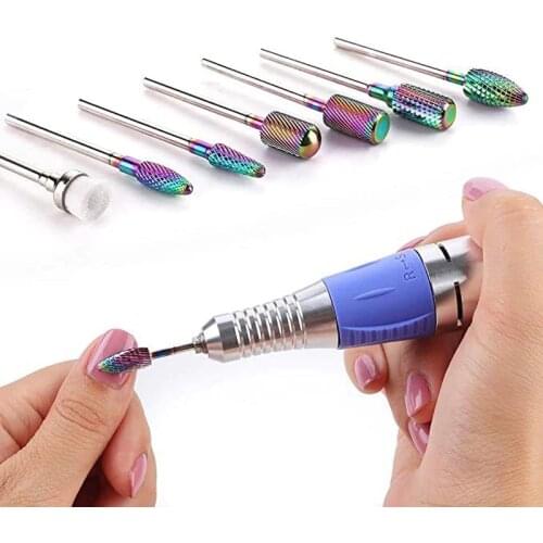 7Pcs Tungsten Steel Carbide Nail Drill Bits Set Box Manicure Machine Accessories Milling Cutter Electric Nail File Rainbow Bit