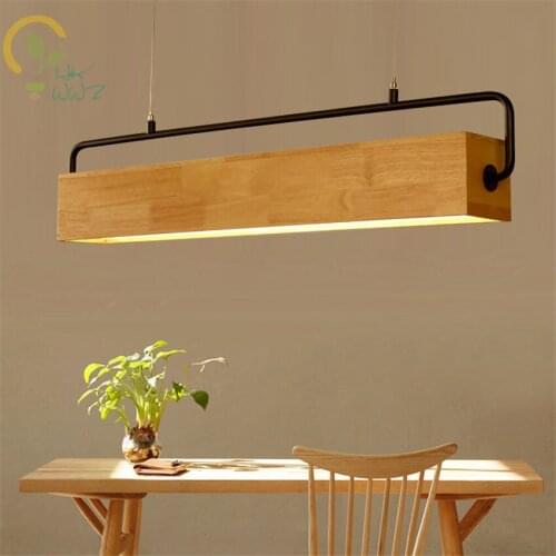 85-240v Nordic Wood Led Pendant Lights Modern Creative Restaurant Study Bar Dining room Hanging Lights Rectangle Pendant Lamps