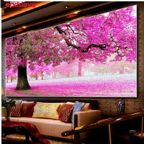 DIY Diamond Embroidery Large Diamond First love place cherry blossoms trees Full rhinestone 5D Diamond painting cross stitch