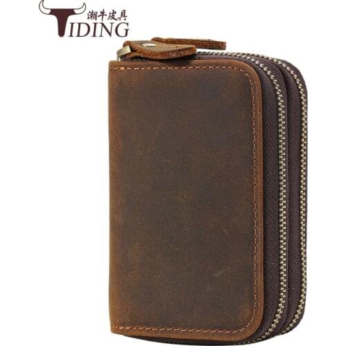 Key chain holder bag wallets men wallet money clips coin pocket crazy horse leather man wallet leather brand for money card 2017