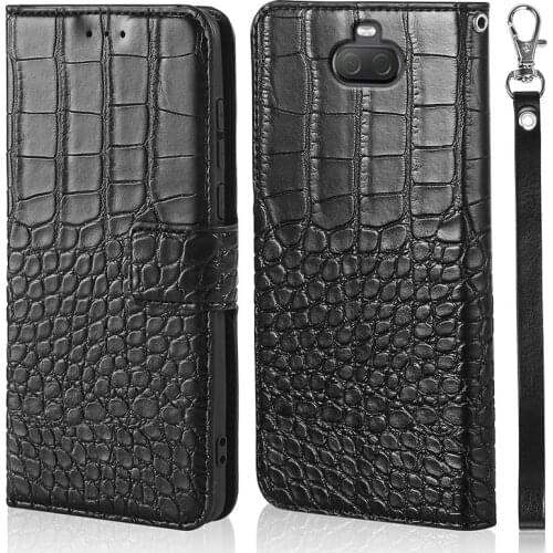 Sony Xperia XA3 Ultra Case Leather Crocodile skin Flip Case For Xperia 10 Plus Case XA3 Plus Luxury Retro Magnetic Wallet Cover