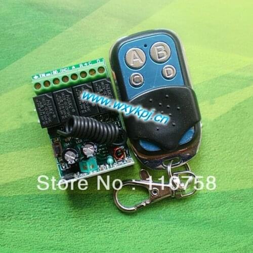 DC12V 4CH Mini size Learning code rf remote control switch /315mhz/433mhz transmitter and receiver