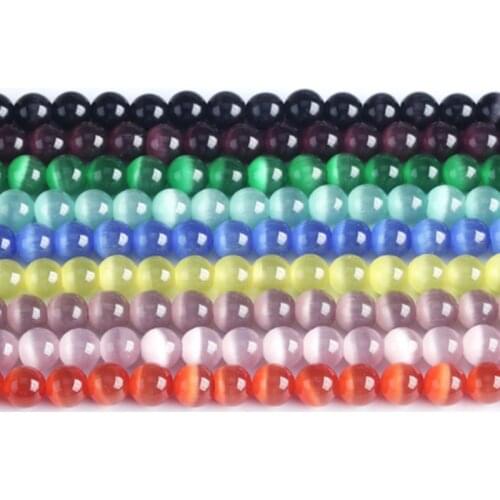 High Quality Smooth Cats Eye Stone Round 4/6/8/10/12/14/16mm Necklace Bracelet Jewelry Gems Loose Beads 15 Inch wk90