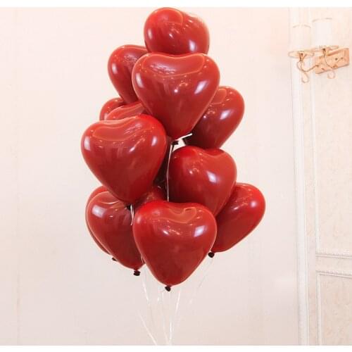 15pcs 10inch Matt Heart Shaped Pomegranate Red Latex Balloon Wedding Valentines Day Lover Proposal Wedding Party Decoration