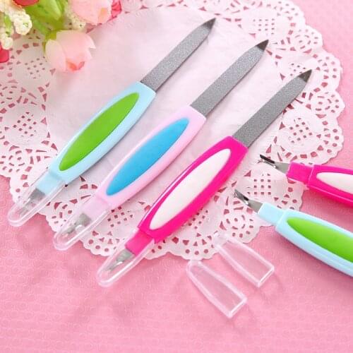 Multifuntional Nail Files Double Head Nail Buffer Cuticle Pushers Dual-use Nail File Manicure Pedicure Nail Art Multi Tools