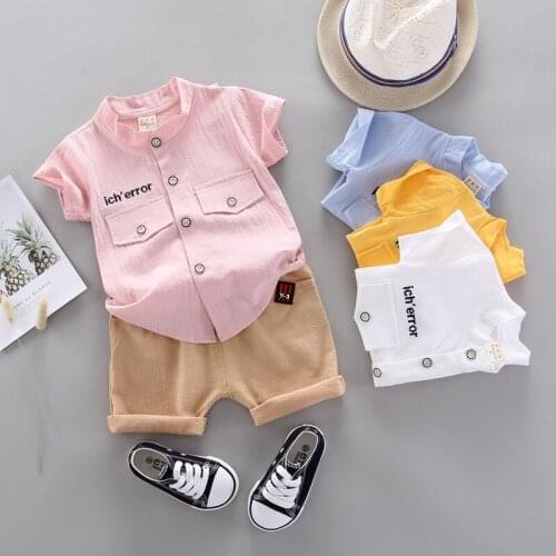2021 New Fashion Baby Clothes Toddler Boy Clothes 2pcs Newborn Kids Boys Summer Pocket Tops Solid T-shirt Pants Shorts Outfits