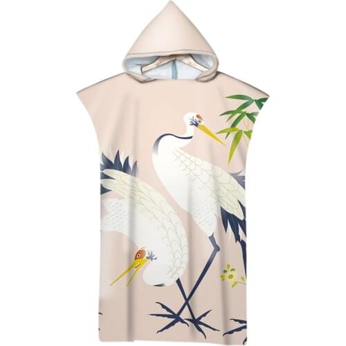 Stork Design Pattern Pattern Printed Beach Towel Adults Soft Hooded Bath Towels