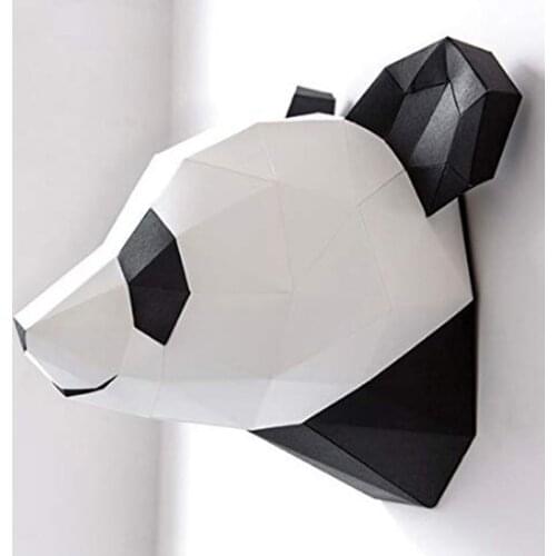 DIY Gift Panda head Trophy Papercraft 3D Paper Model Origami Paper Animal Sculpture Wall Decoration for Kids Room and Home Decor