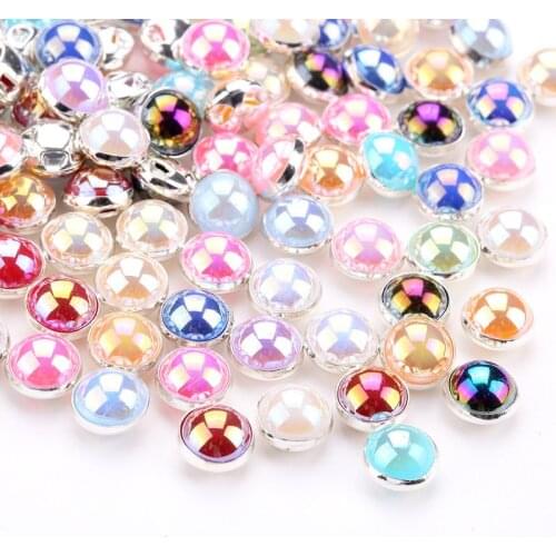 Mix color 50PCS Silver/Golden Base Rhinestone Stones Sewing DIY Garment Dress jewelry Round Beads 6mm/8mm