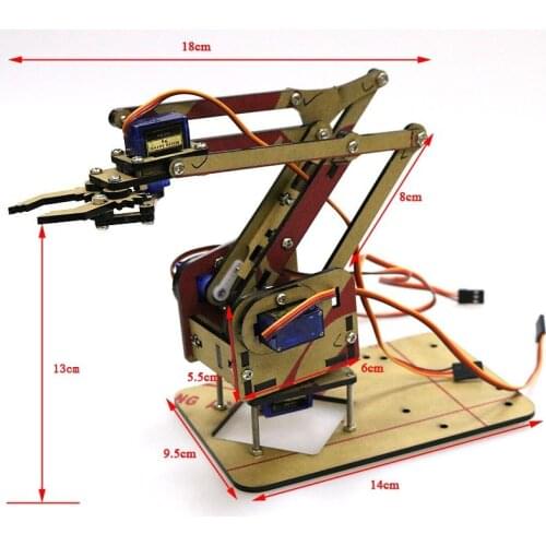 Robot Arm Kit Assembly Acrylic Machinery Arm Manipulator Claw Robot Div Gripper Arduino Maker Pi Equipped 4 Steering Gear