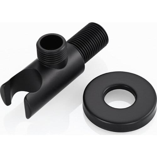 Brass Black Handheld Shower Holder Support Rack With Hose Connector Wall Elbow Bracket Unit Spout Water Inlet Angle Valve