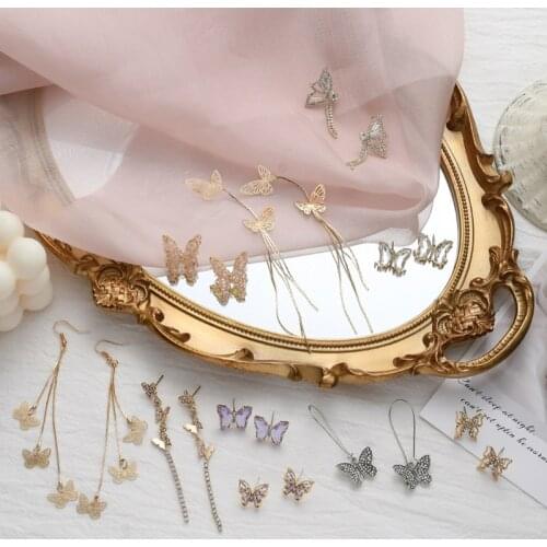 S925 Silver Needle Korea Super Fairy Butterfly Rhinestone Tassel Earrings High-quality Long Earrings Earrings