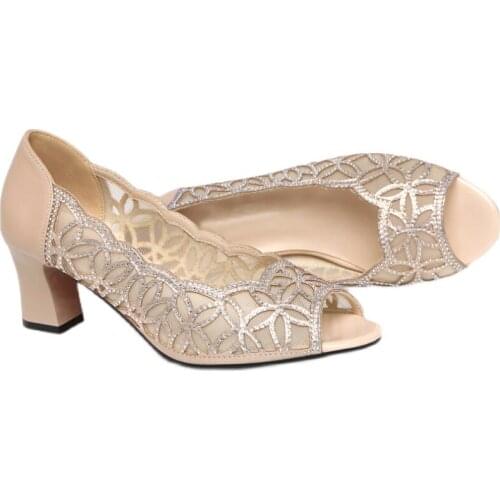 Women Leather Fish Mouth Shoes High Heels Female Thick With Sandals With Hollow Soft Bottom Summer Of 2021 Fashion Sandals