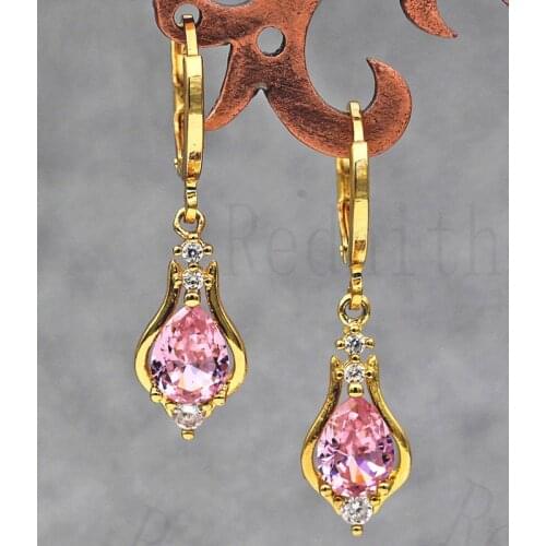 Luxury Hoop Earrings for Women Yellow Gold Filled Teardrop Eerring with Waterdrop Cubic Zircon Shiny Jewelry for Gift