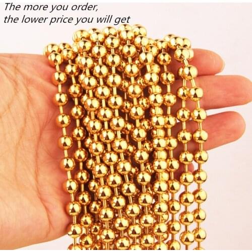 Granny Chic 5/10/20meter Wholesale Gold 316L Stainless Steel Ball Beads Chain Necklace Choker Jewelry Christmas Gift 7-40inch