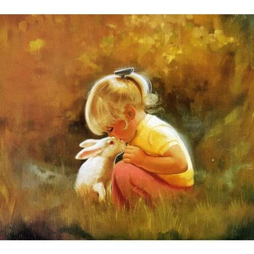 DIY White Rabbit Russian Girl Embroidery Cross Stitch Inlay Decor Diamond Painting Full Square/round Drill Picture By Numbers