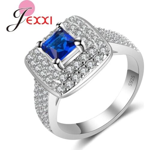 High Quality Women Silver Rings For Anniversary Gifts Fashion CZ Zircon Crystal Engagement Ring Female Jewelry