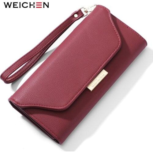 WEICHE Wristband Long Clutch Wallet Women Many Departments Card Holder Phone Pocket Female Wallets Ladies Purses High Quality