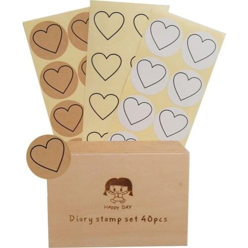 100pcs Hand Painted Heart round Seal sticker packaging sealing sticker Baking Seal Sticker DIY Gifts sealing label