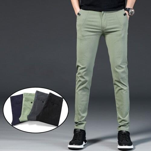 2020 Summer High Quality Mens Cotton Pants Man Smart Casual Thin Trousers Men Pantalones Male Pants Plus Size 38 Trousers