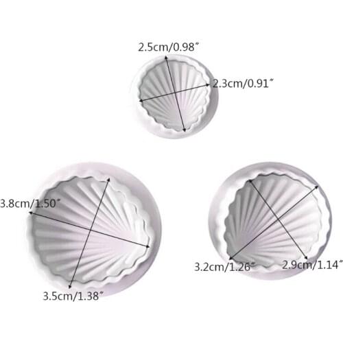 3 Pcs/Set Sea Shell Shape 3D Fondant Mold Cake Decoration Tool Silicone Mould