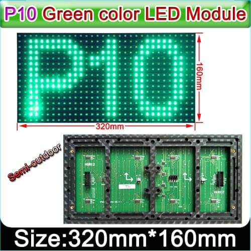 320 x 160mm Semi-outdoor green color P10 LED display panel,Single color indoor SMD P10 LED display module