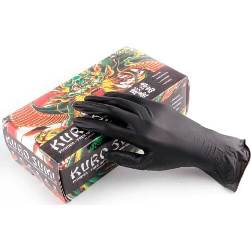 50 pcs High Quality Tattoo Accessories L M S Nitrile Tattoo Gloves Black Blue Disposable Tattoo Latex Gloves