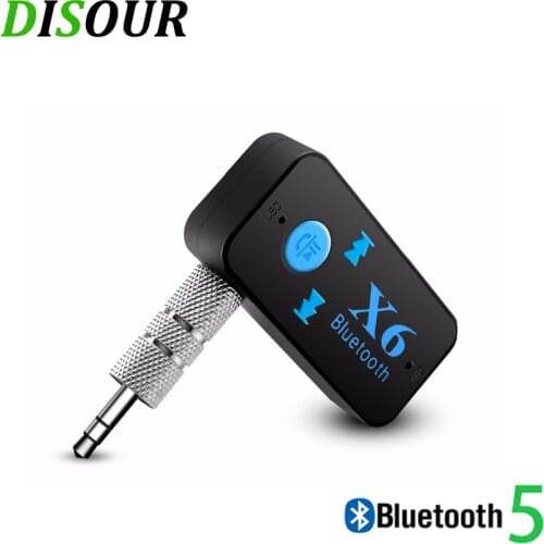DISOUR X6 5.0 Bluetooth Receiver AUX 3.5MM Car Kit Dongle Stereo Audio With Mic Handfree Wireless Adapter Support TF Card Play