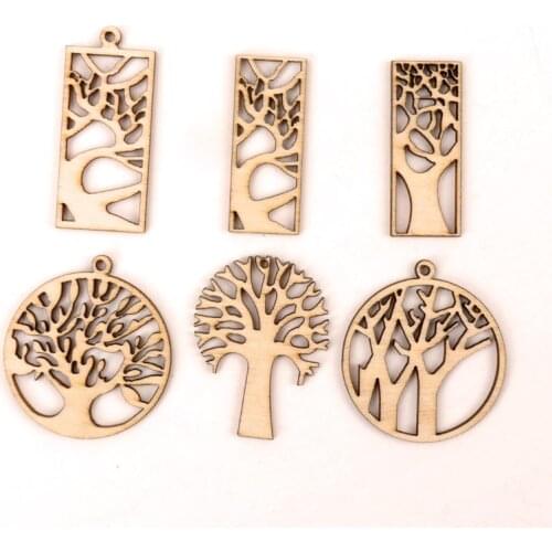 Wooden Hollow Out Tree Pattern Scrapbooking Craft For Wood Decoration Handmade Accessory Sewing Home 40-65mm MZ272