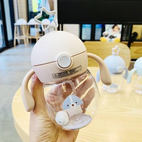 Star Baby 280ml Kid Straw Bottles Child Pipette Water Bottle Handle Anti-fall Cup Prevent Leakage Plastic Milk Water Bottle