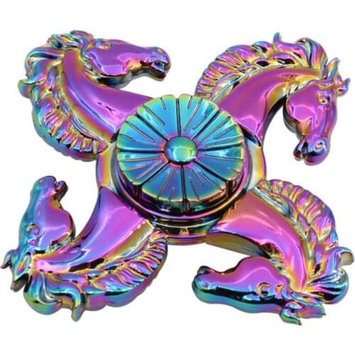 Horse Hand Fidget Rainbow Colorful Four Driving Qi Drive Metal Spinner Anti Stress Toys Christmas Baby Birthday Gifts