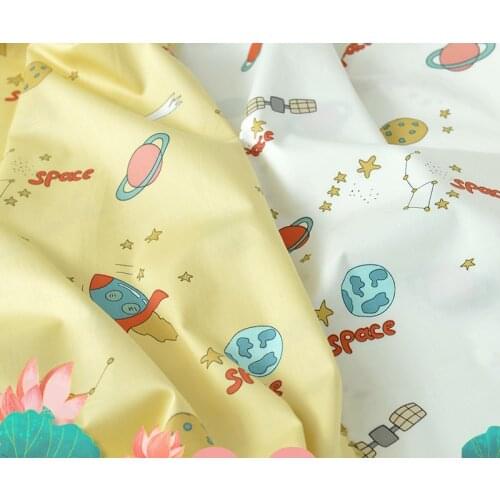 Cotton Fabrics Bedding Quilting for DIY Sewing Textile Tecido Tissue Patchwork Printed Space 60s Satin 50x160cm