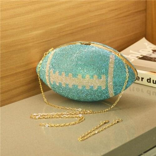 Rugby Ellipse Ball Clutch Purses for Women Evening Rhinestone Handbags
