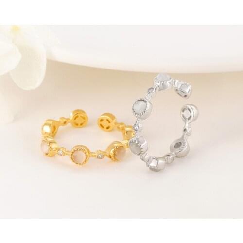 2021 Hot Sale New Arrival 925 Sterling Silver Round Shape Cat Eye Adjustable Rings For Women Lady Engagement Wedding Party Gift