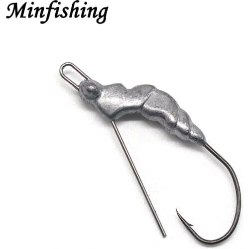 Minfishing 5 PCS 3g Jig Hook Lead Jig Head Shrimp Shape Soft Bait Worms Hook For Carp Bass Fishing Hooks
