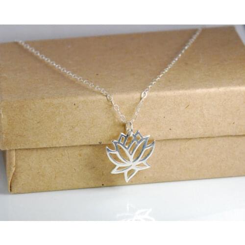 Fashion Plant hollow Lotus pendant charm Necklace Tiny Buddha Flower Lotos petal pendant Necklace For Lady Women gift jewelry