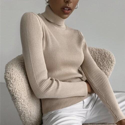 2021 New Turtleneck Women Sweaters Autumn Winter Tops Basic Slim Women Pullover Knitted Sweater Jumper Soft Warm Pull Femme