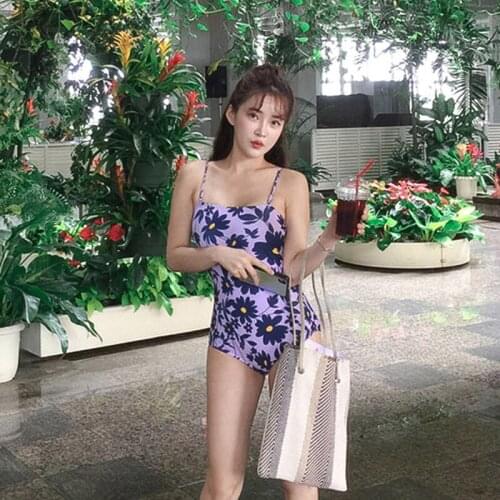 2021 New Korean Style Womens One Piece Swimsuit Print Sexy Swimwear Bathing Suit Summer Swimming Beachwear