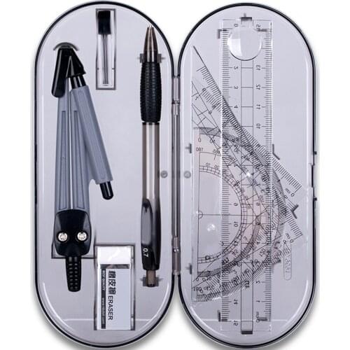New 8PCS/Set Drawing Compass Ruler Kit Students School Stationery Examination Math Learning Tools Gifts