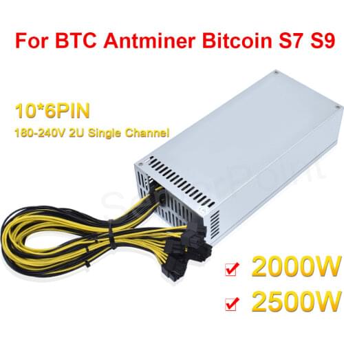 Low noise Temperature controlled fan 2000W 160V-240V ATX ETH Mining Power Supply 95% Efficiency Support 8 Display Cards GPU