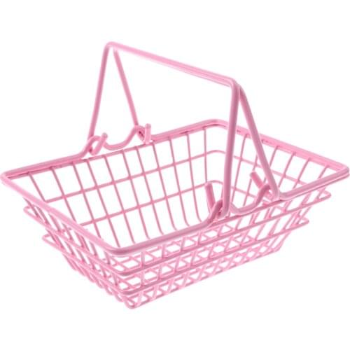 Pretend Play Grocery Shopping Basket Toy for Storage Kitchen Play Food Fruit Vegetable Kid Baby Developmental Game Pink S