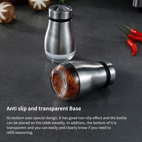 2pcs Salt Shaker Stainless Steel Adjustable Salt Bottle Lightweight Spice Dispenser Seasoning Bottle Seasoning Container