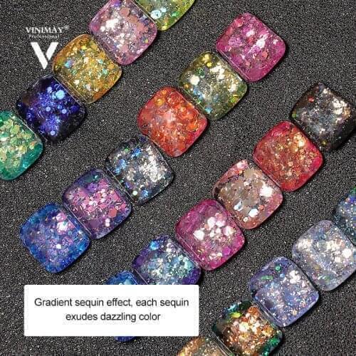 VINIMAY Glitter Nail Gel Nail Polish Sequins Colorful Nail Explosion Glue Bright Reflective Diamond Glue Varnish Manicure TSLM2