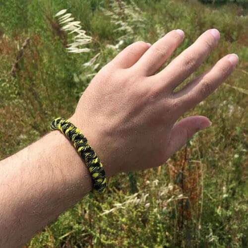 Yellow Black Tactical Survival Snake Adjustable Handmade Paracord Bracelet CinarExtreme