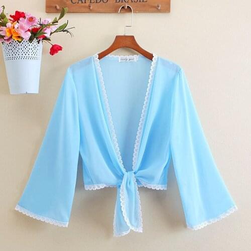 2019 Summer New Elegant Women Shawl Capes Lady White Thin Short Small Shawl Jacket Chiffon Sunscreen Overcoat Casual Outerwear