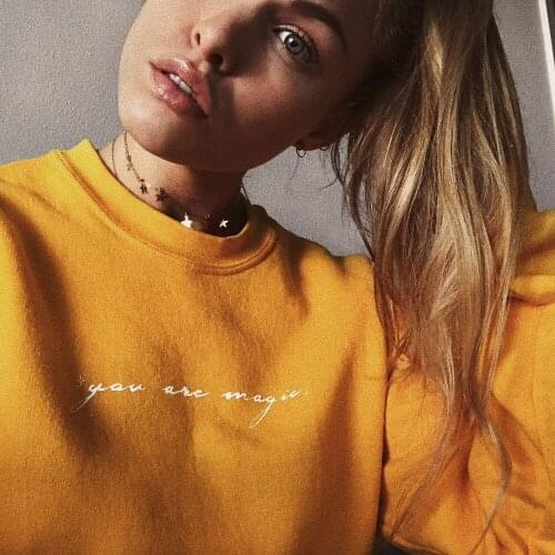 You are magic sweatshirt yellow women fashion pure casual grunge tumblr camisetas aesthetic vintage pullovers cute tops- L342