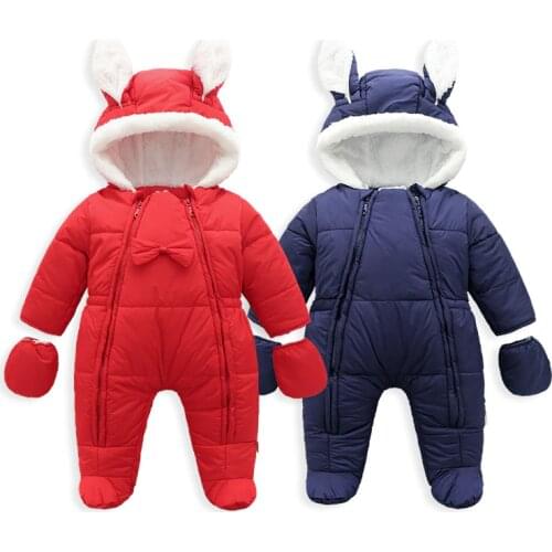 Winter New born baby boy girl clothes foot coveralls velvet thick coat cotton newborn baby boy snowsuit Romper 3M 6M 9M 12M