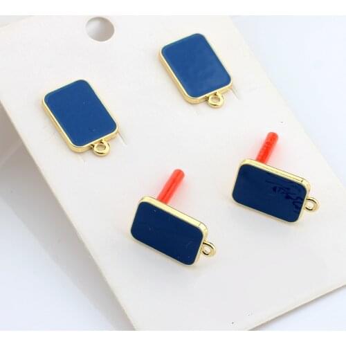 Zinc Alloy Golden Enamel Rectangle Geometric Earrings Base Earrings Connector 6pcs/lot For DIY Earrings Accessories